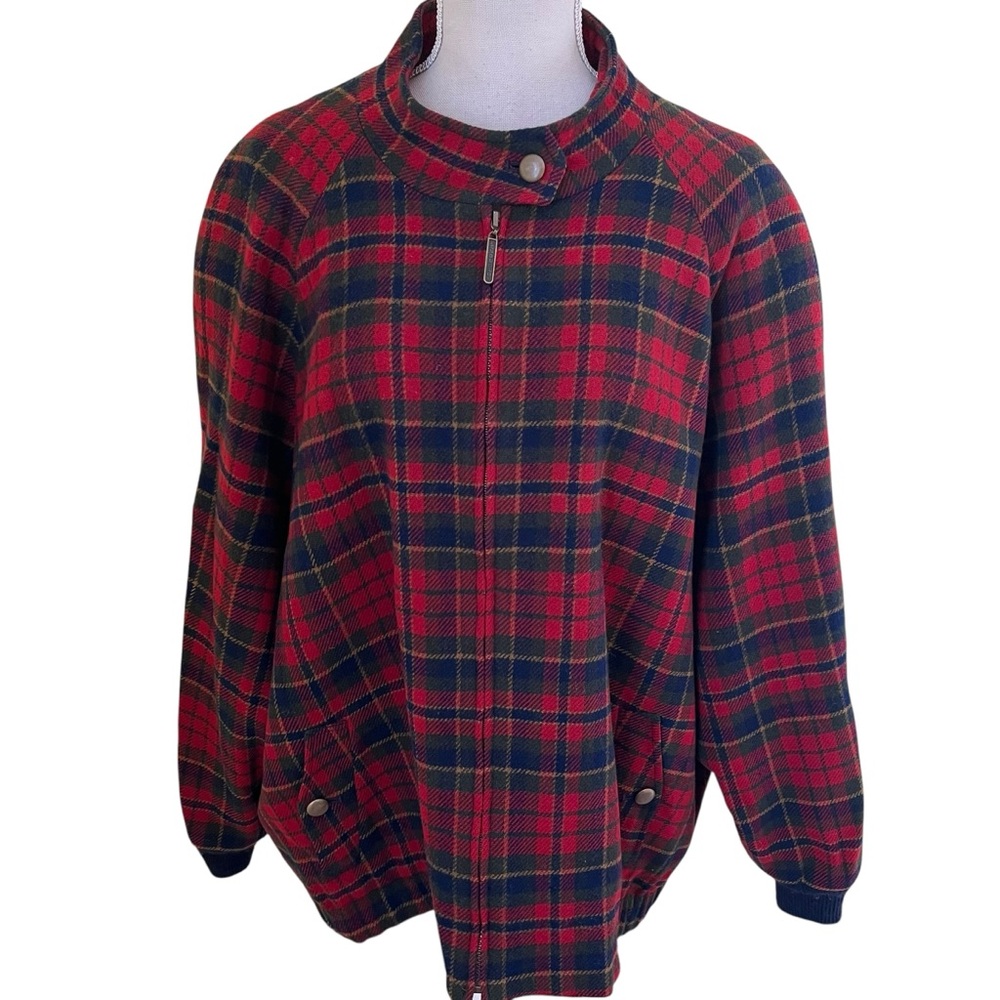 Pendleton Plus Vintage 80's Red/Blue Plaid Wool Bomber Jacket